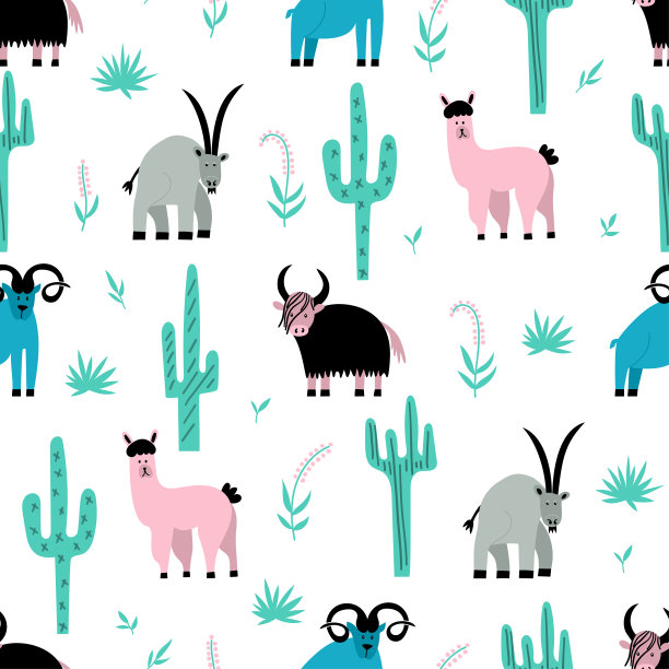 彩色图案与山地动物图片下载