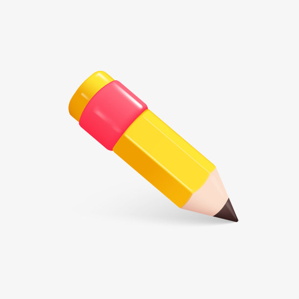 逼真的3d黄色木制铅笔。向量图片下载