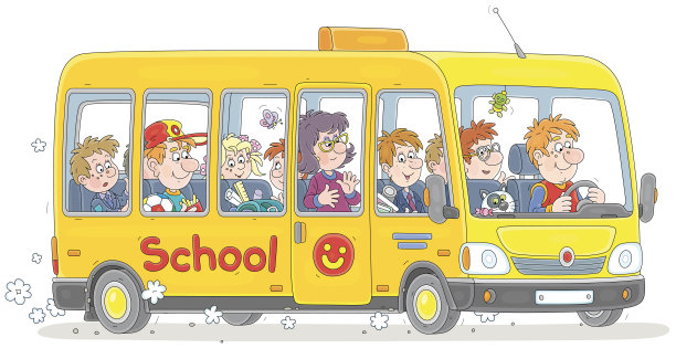 校车上有一个有趣的司机和乘客图片下载