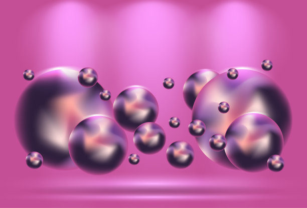 带有动态3d球体的抽象背景。黄色的泡沫。矢量插图的光泽球。现代潮流横幅设计图片下载