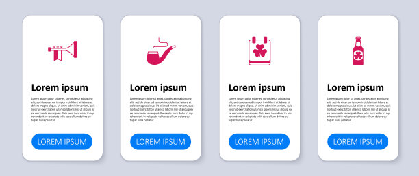 啤酒瓶与三叶草，圣帕特里克日日历，烟斗和小号。业务信息图模板。向量图片下载