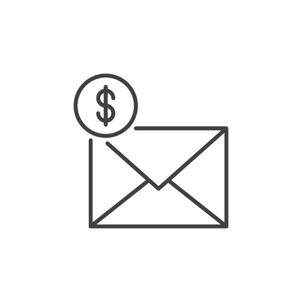 信封与美元符号矢量电子邮件支付概念大纲图标图片下载