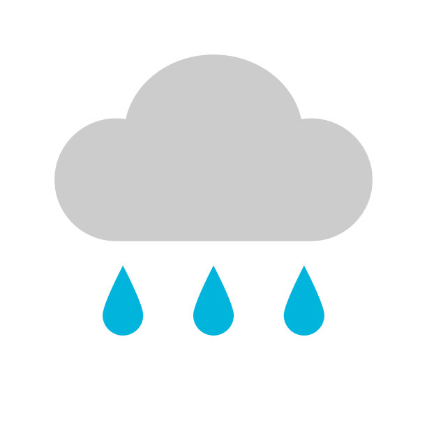 平面雨水图标设计。雨的云。天气。向量。图片下载