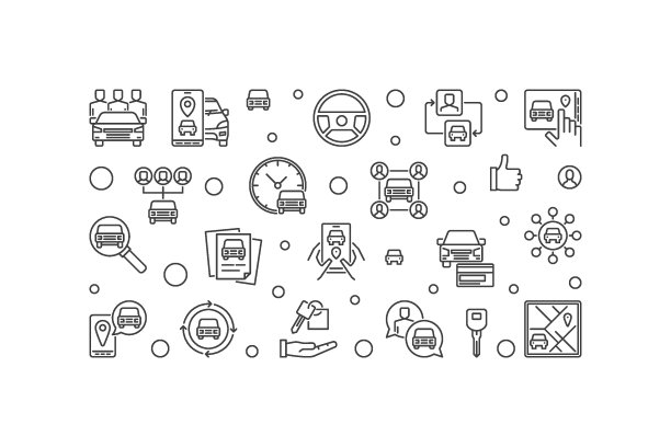 汽车共享水平线旗帜-汽车共享概念矢量插图图片下载