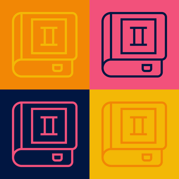 波普艺术线书图标孤立的颜色背景。第二卷。向量图片下载