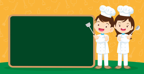 Chef Kids烹饪课程设计模板。可爱的小厨师做饭菜单图片下载