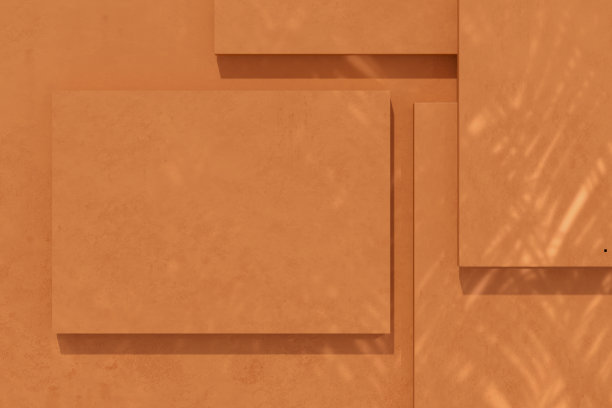 空白页，橙色背景上有阴影。你的设计模型。图片下载