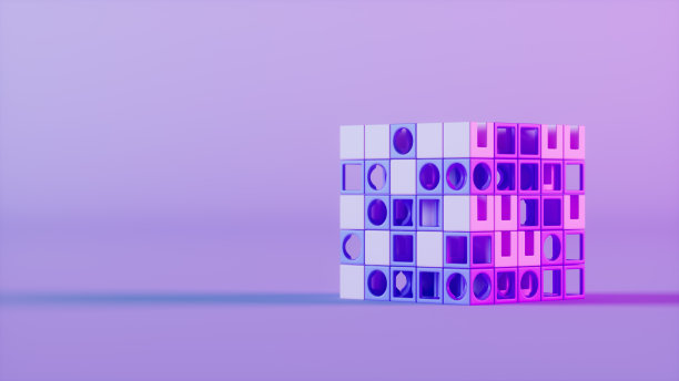 三维立方体形状与几何形状，团队合作，想法，经营理念，霓虹灯照明图片下载