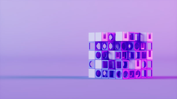 三维立方体形状与几何形状，团队合作，想法，经营理念，霓虹灯照明图片下载