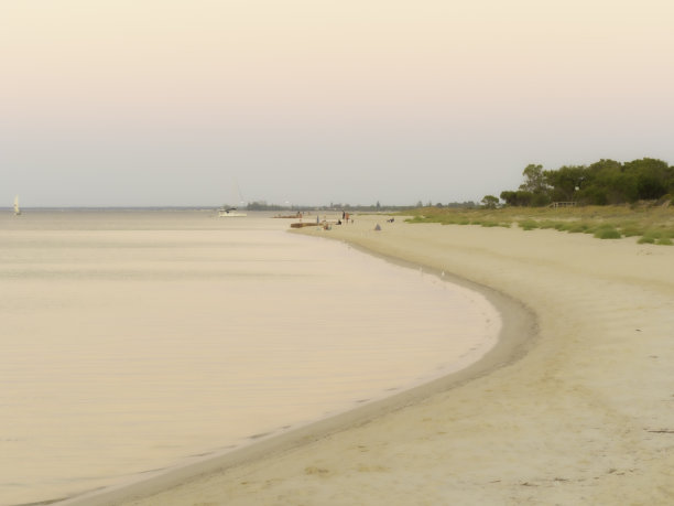 柔软的粉色海滩落日图片下载