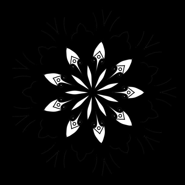 圆形抽象曼荼罗。黑白插图。图片下载