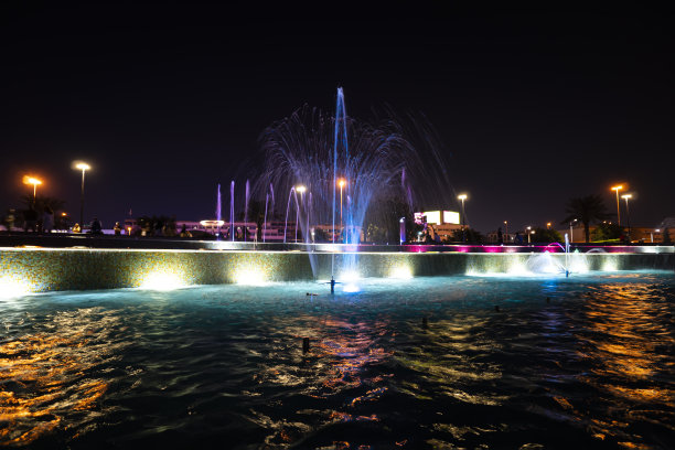 迪拜框架前的喷泉：位于阿联酋迪拜市扎比尔公园的建筑地标图片下载