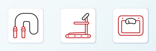 设置直线浴室秤、跳绳和跑步机图片下载