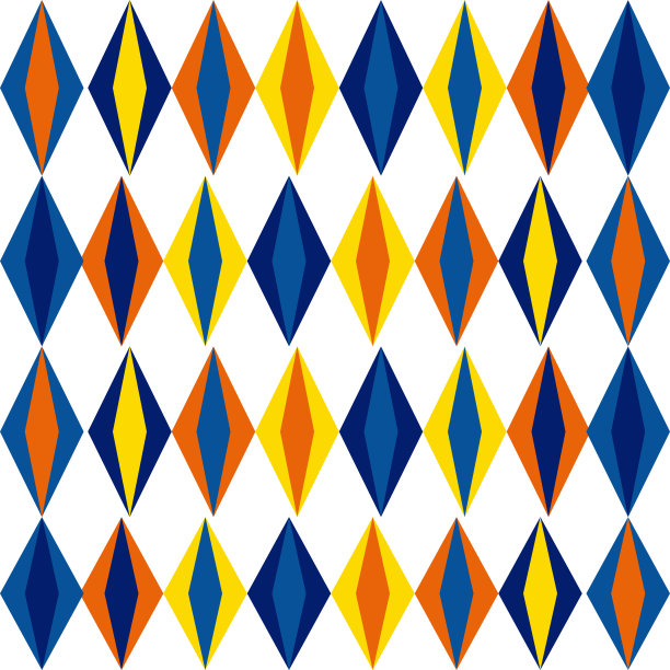 蓝色，黄色，橙色，格子连续的方格背景图片下载