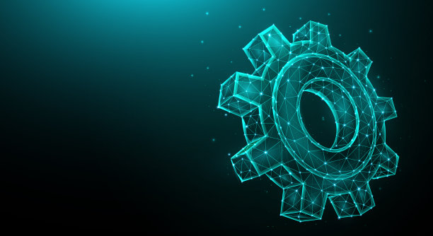 齿轮或齿轮的多边形矢量图。抽象风格的机制概念。图片下载