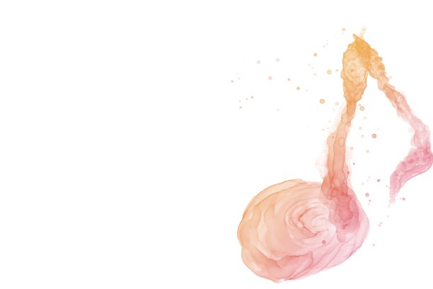 酒精水墨艺术抽象背景模板。粉红色和橙色渐变的音符图片下载