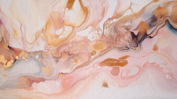 奢华抽象酒精油墨技术水彩背景纸与金色漩涡图片下载