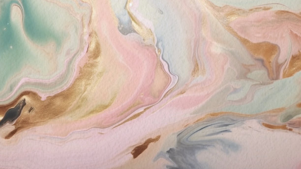 奢华抽象酒精油墨技术水彩背景纸与金色漩涡图片下载