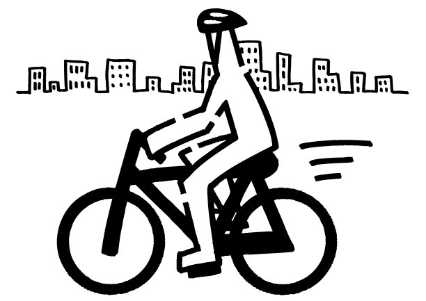戴着头盔骑着自行车的简笔画。图片下载