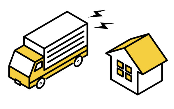 一所房子遭受2吨卡车的噪音破坏的图像图标图片下载