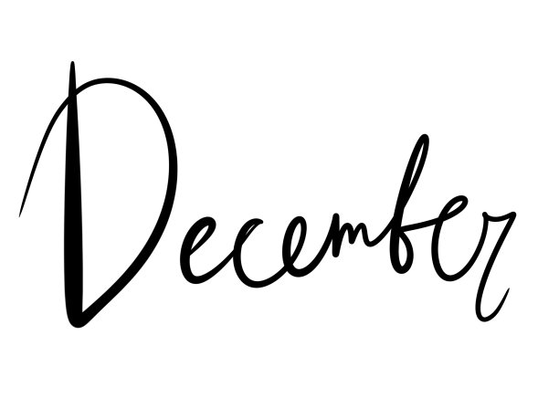 简单的设计元素冬季月份十二月黑色字母字母草书时尚装饰日历芭蕾杂志媒体图片下载