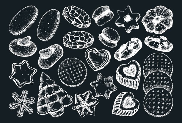 矢量cookie草图集图片下载