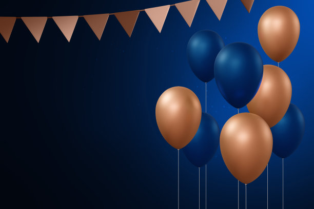 儿童生日派对装饰3d插图图片下载