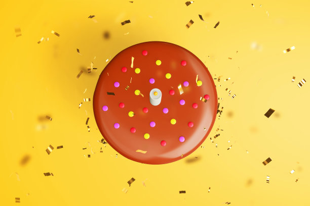 俯视图生日蛋糕3d插图图片下载