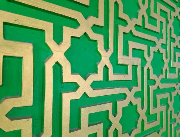 绿色和黄色伊斯兰背景与传统风格的阿拉伯语图片下载