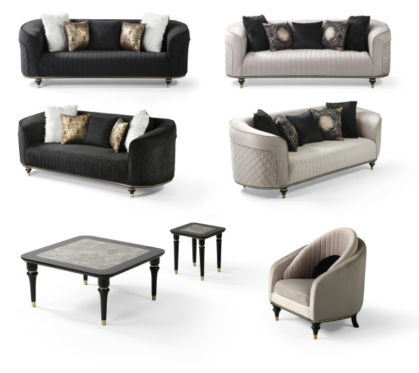 沙发、扶手椅、咖啡桌家具套装图片下载