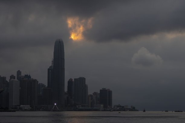 香港的日落和美丽的天空。图片下载