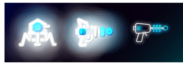 设置线射线枪火星探测器和图标发光图片下载