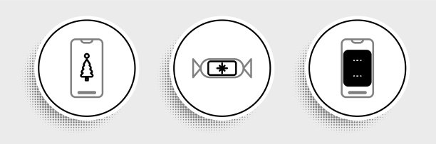 设置行智能手机与礼盒和糖果图标图片下载