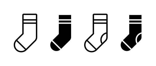 袜子矢量图标集。鞋的象征。线性脚部附属标志图片下载
