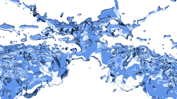 水花和波浪在白色背景，3d渲染图片下载