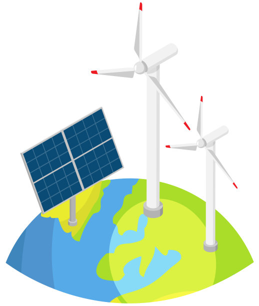 风力涡轮机发电厂太阳能电池板站。替代可再生能源发电，绿色能源图片下载