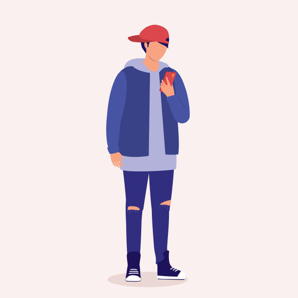 十几岁的男孩在用手机。图片下载