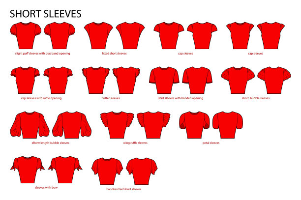 套装短袖衣服合身，帽子，扑，扑，衬衫，泡泡，翅膀，花瓣技术时尚插图，合身的身体。平板服装模板正面，背面。女人，男人男女皆宜的CAD模型图片下载