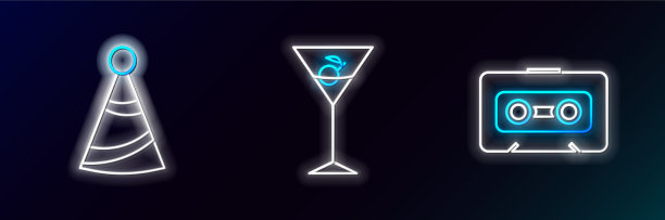 集行复古音频盒式磁带派对帽子和图片下载