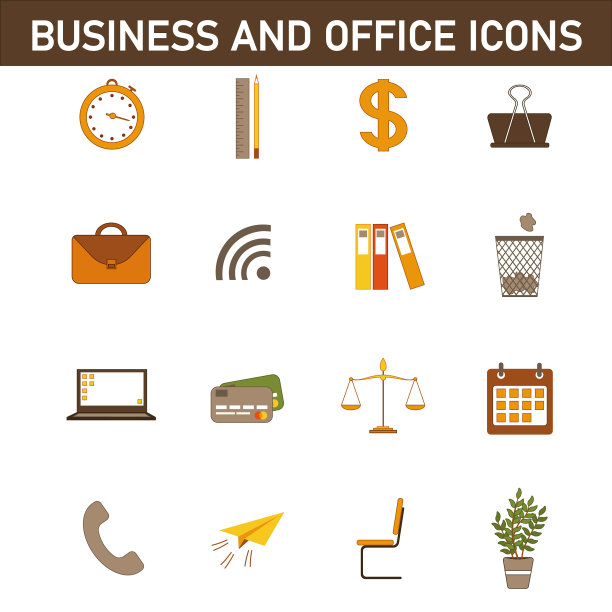 一组平面图标图片下载