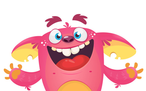 有趣的卡通怪物角色。可爱和快乐的外星人的插图。万圣节矢量设计孤立图片下载