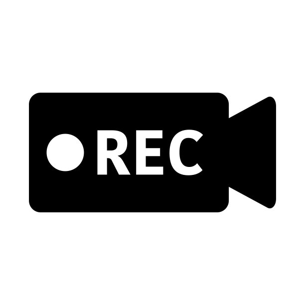 REC胶片相机剪影图标。向量。图片下载