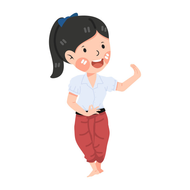 卡通女学生泰国舞蹈图片下载