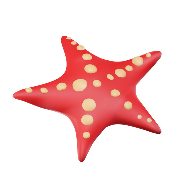 带有吸盘的红色海星的特写渲染。矢量插图3d图片下载