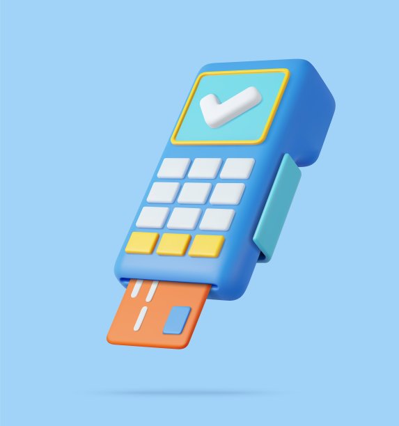 3d Pos终端与信用卡。图片下载