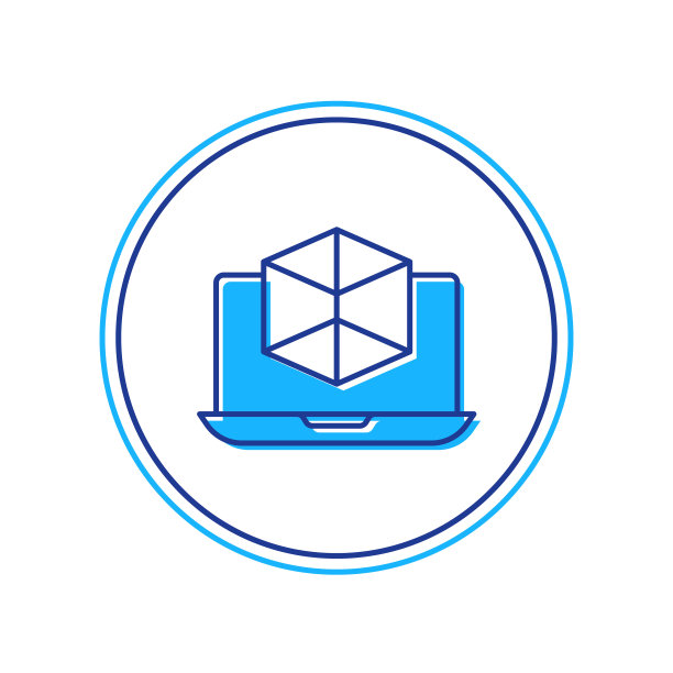 填充轮廓三维建模图标孤立在白色背景。增强现实或虚拟现实。向量图片下载