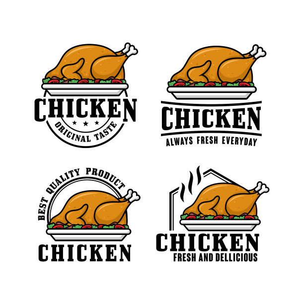 鸡食品徽章标签设计收集标签产品，商店标志，邮票，横幅等图片下载