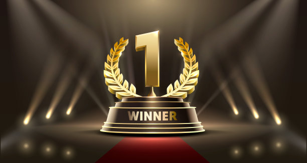 舞台领奖台与灯光，舞台领奖台场景与颁奖典礼的红色背景，矢量图片下载