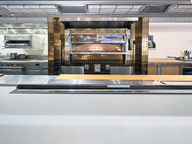 带披萨烤箱的工业厨房图片下载