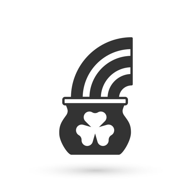 灰色锅的黄金与魔法彩虹图标孤立在白色背景。圣帕特里克节快乐。爱尔兰国家节日。向量图片下载